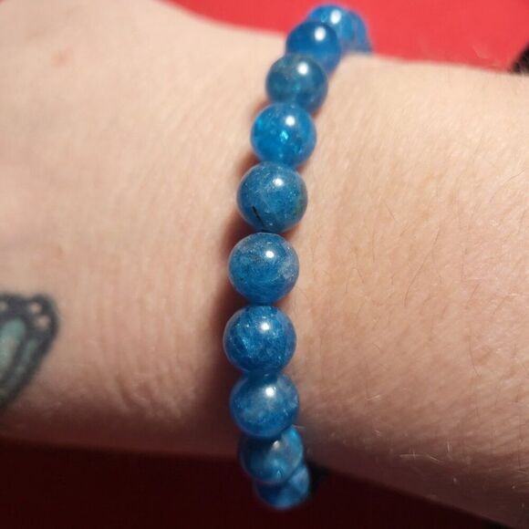 Paraiba Apatite Bead Sterling Silver Magnetic Bracelet